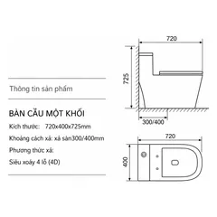 Bồn Cầu 1 Khối Đặt Nền 8328 – ảnh 3
