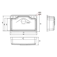 Chậu bếp 1 hố SG-7848CX – ảnh 3