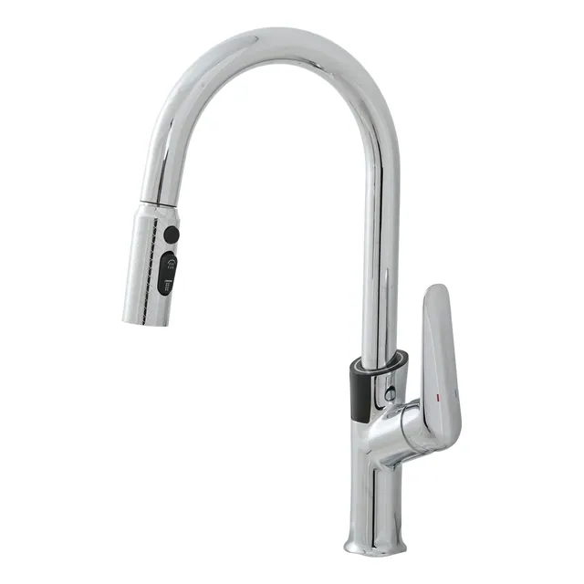 Vòi rửa bát hiển thị nhiệt độ 2 nguồn nóng lạnh, kết hợp giây rút SG-8806-ND
